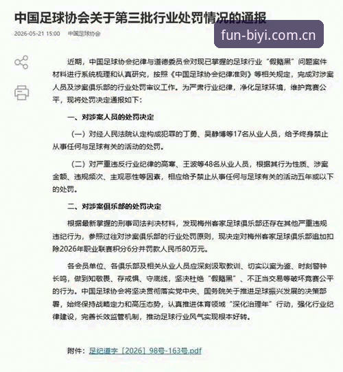 足协第三批禁足名单与体育精神反思：必一体育娱乐用户如何看待这场行业风暴？